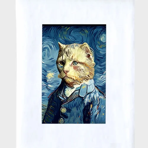 Van Gogh Cat Blanket #1